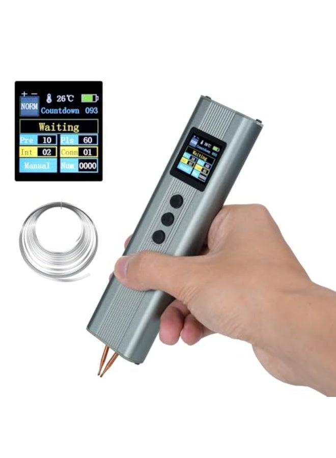 A battery-operated, handheld spot welder with a 1.33-inch TFT display and nickel tips; a spot welder with 11 adjustable levels; suitable for welding 0.1 to 0.3 mm thick nickel-plated steel strips from Iakam. - Image 1